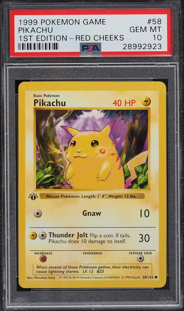 1999 Pokemon Base Set Shadowless 1st Edition Red Cheeks Pikachu 
